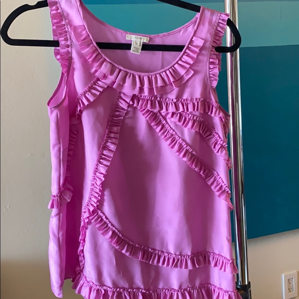 JCrew silk Sleeveless ruffle blouse